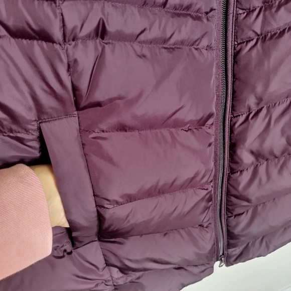 J. Jill Quilted Down Long Puffer Vest Burgundy Zip Pockets Sz Xl - Picture 4 of 8